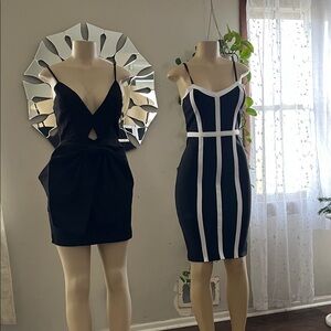 AKIRA Black and White Contrast WINDSOR Mini Dress